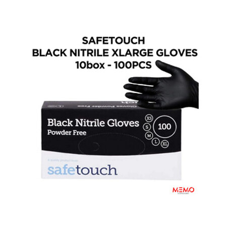 Safetouch Black Nitrile Powder Free Gloves 10x100 pcs X Large