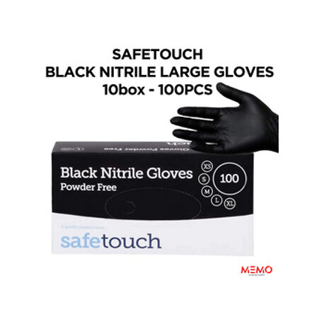 Safetouch Black Nitrile Powder Free Gloves 10x100 pcs Large