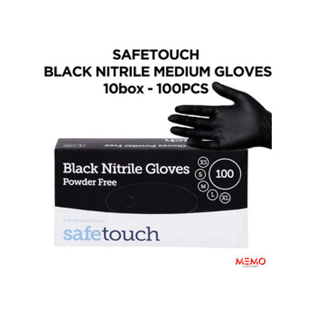 Safetouch Black Nitrile Powder Free Gloves 10x100 pcs Medium